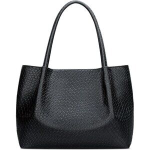 ✨KKXIU Women Black Tote Bags Vegan Leather Shoulder Purse Large Travel Bags